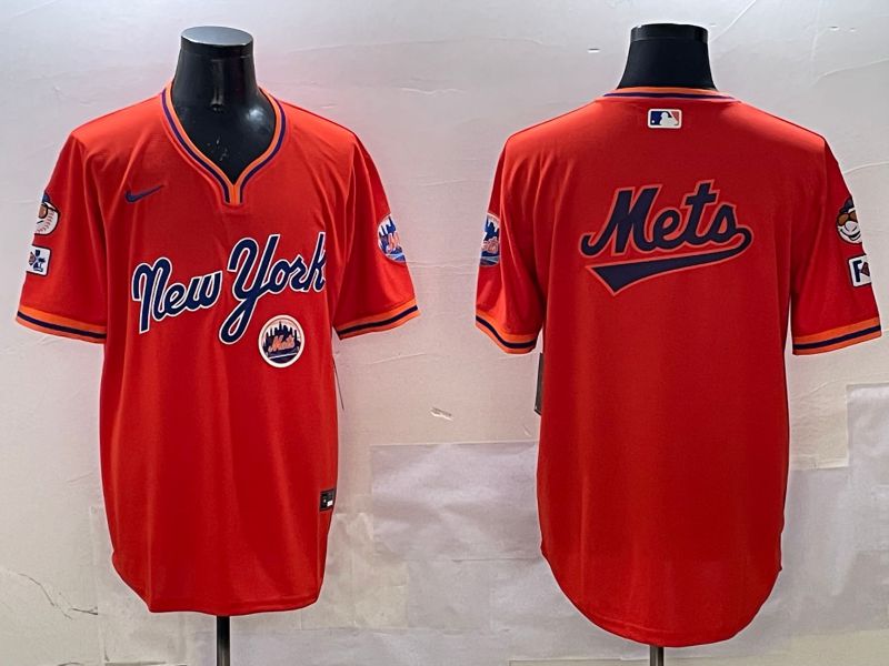 Men New York Mets Blank Orange Throwback Game 2025 Nike MLB Jersey style 6